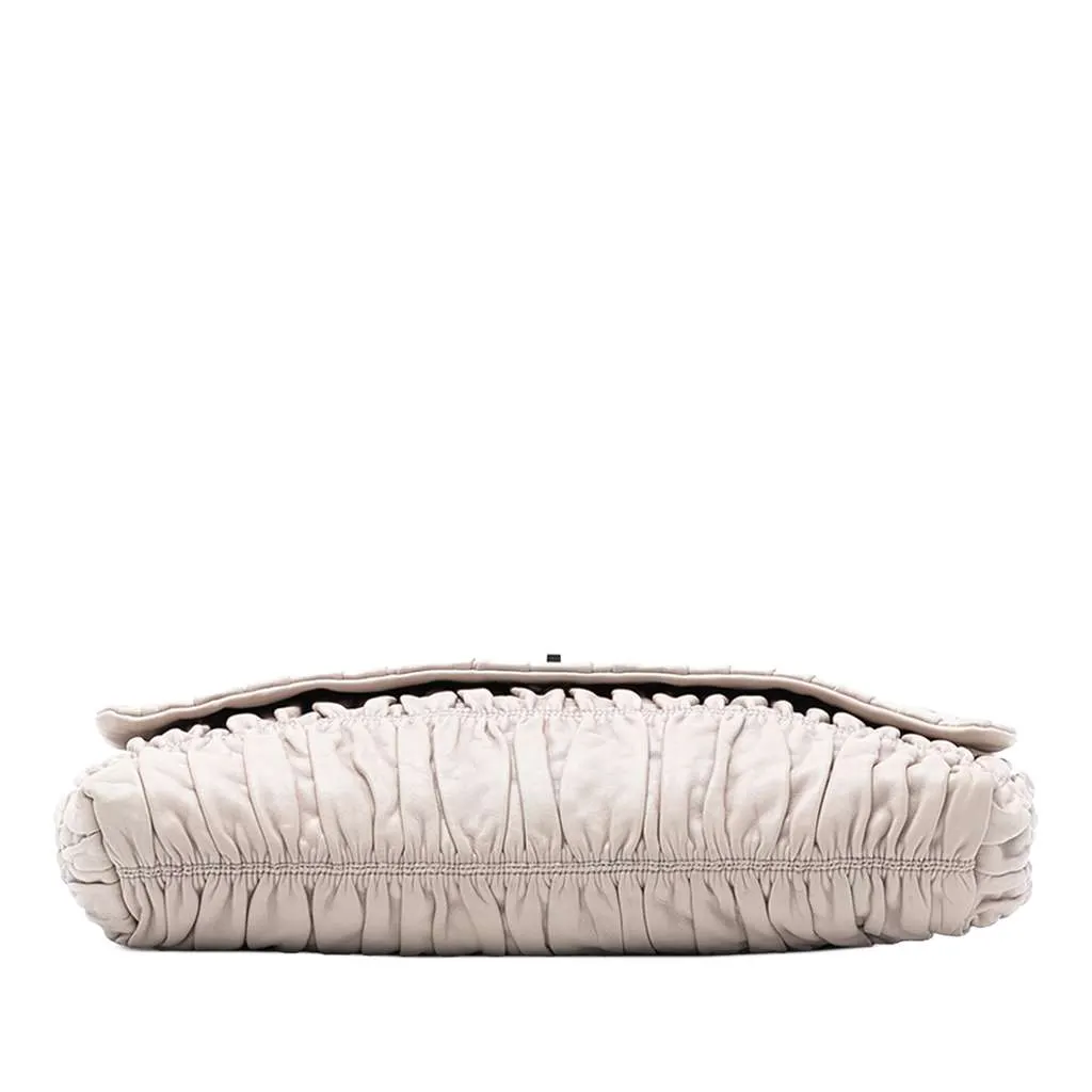 Prada Nappa Gaufre Turn Lock Clutch Brown Leather Very good - Inside View