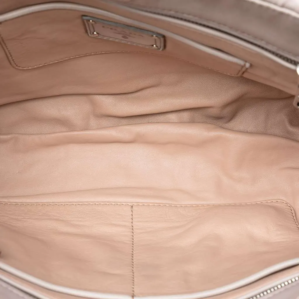 Prada Nappa Gaufre Turn Lock Clutch Brown Leather Very good - Model View