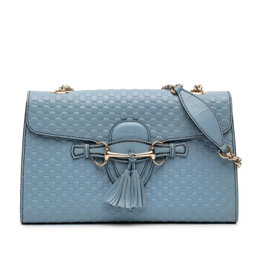 Gucci Medium Microguccissima Emily Shoulder Bag Blue Leather Very good - Front View