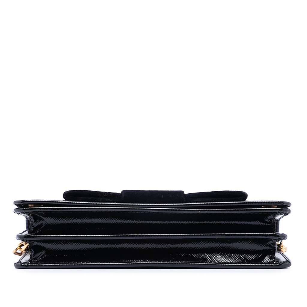 Prada Saffiano Vernice Fiocco Bow Wallet On Chain - 3
