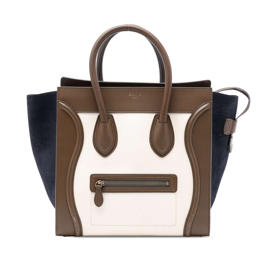 Celine Mini Tricolor Calfskin and Suede Luggage Tote