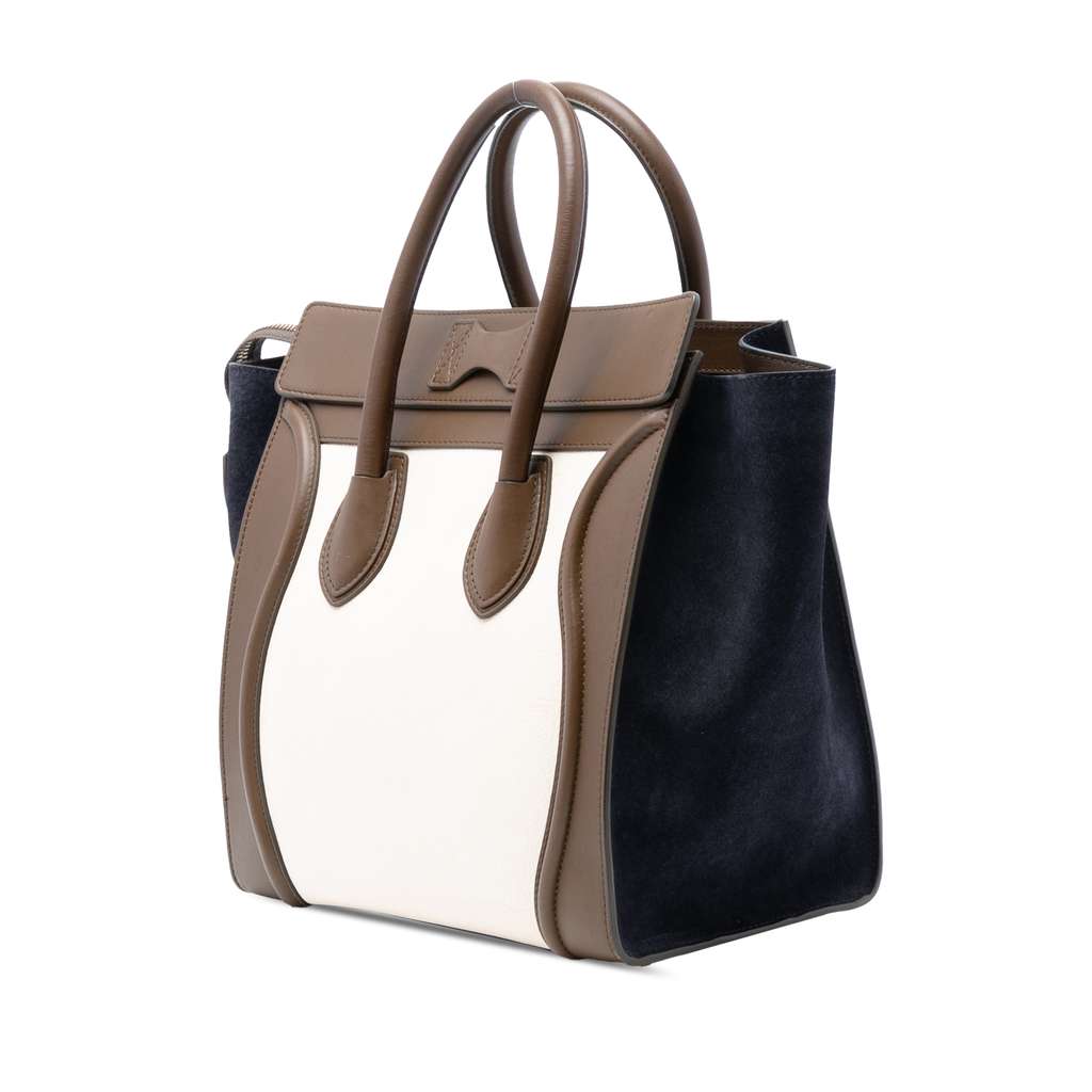 Celine Mini Tricolor Calfskin and Suede Luggage Tote - 2