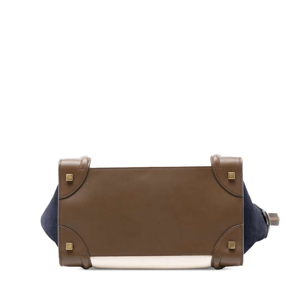 Celine Mini Tricolor Calfskin and Suede Luggage Tote - 3