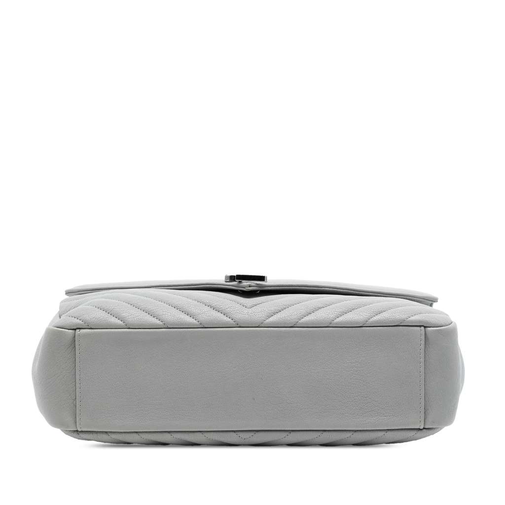 Saint Laurent Large Chevron Sheepskin Monogram College Satchel - 3