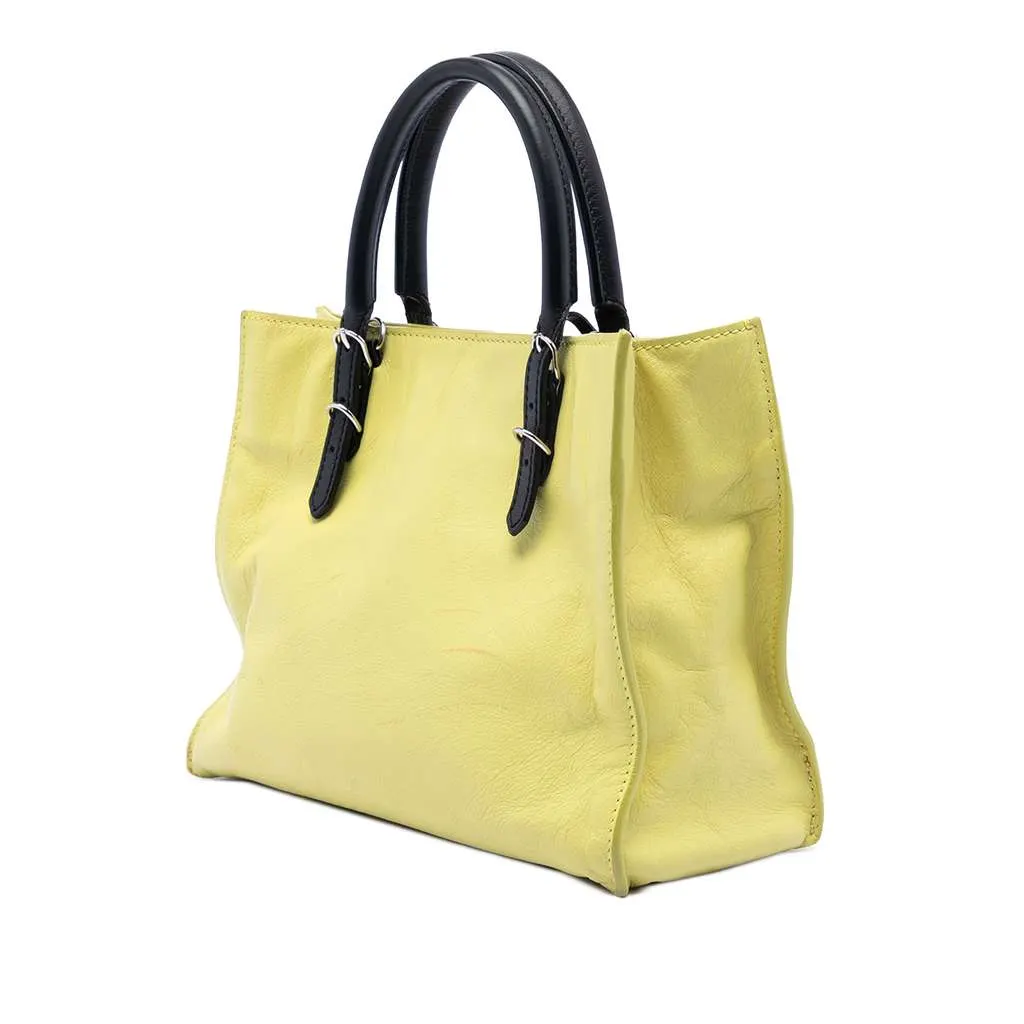 Balenciaga Mini Bicolor Leather Papier A4 Zip Around Tote Yellow Leather Very good - Back View