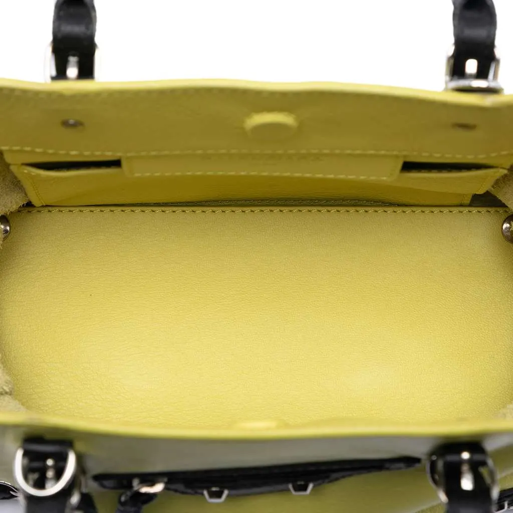 Balenciaga Mini Bicolor Leather Papier A4 Zip Around Tote Yellow Leather Very good - Model View