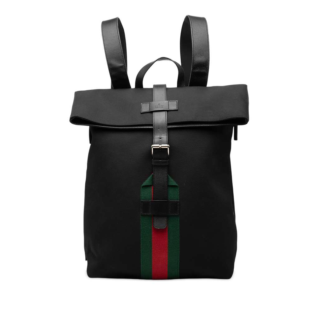 Gucci Canvas Techno Web Fold Over Backpack