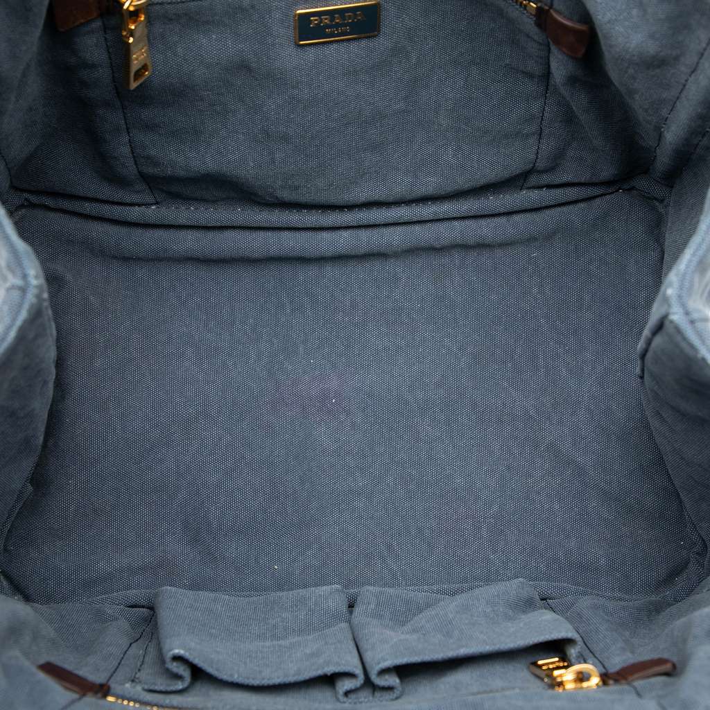 Prada Denim Canapa Logo Tote - 4