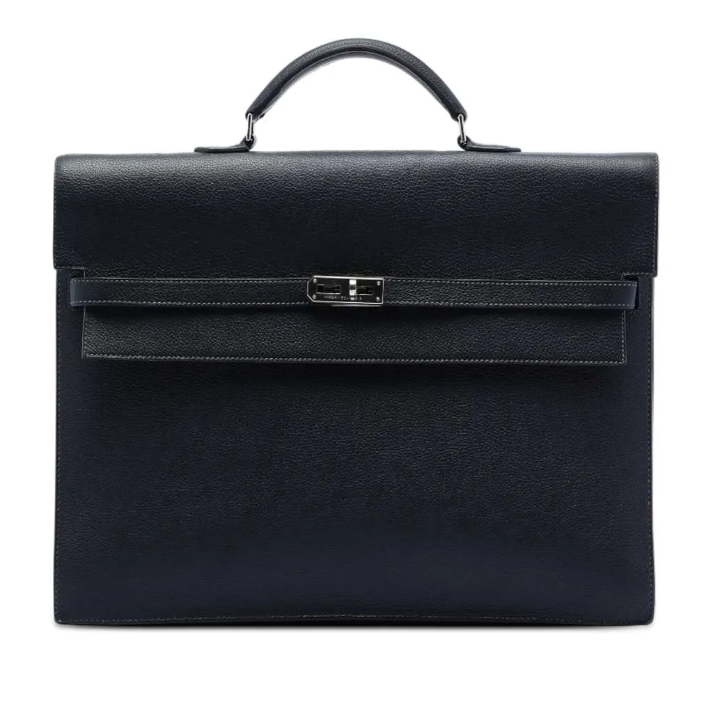 Hermès Togo Kelly Depeches 38 Black Leather Very good - Front View
