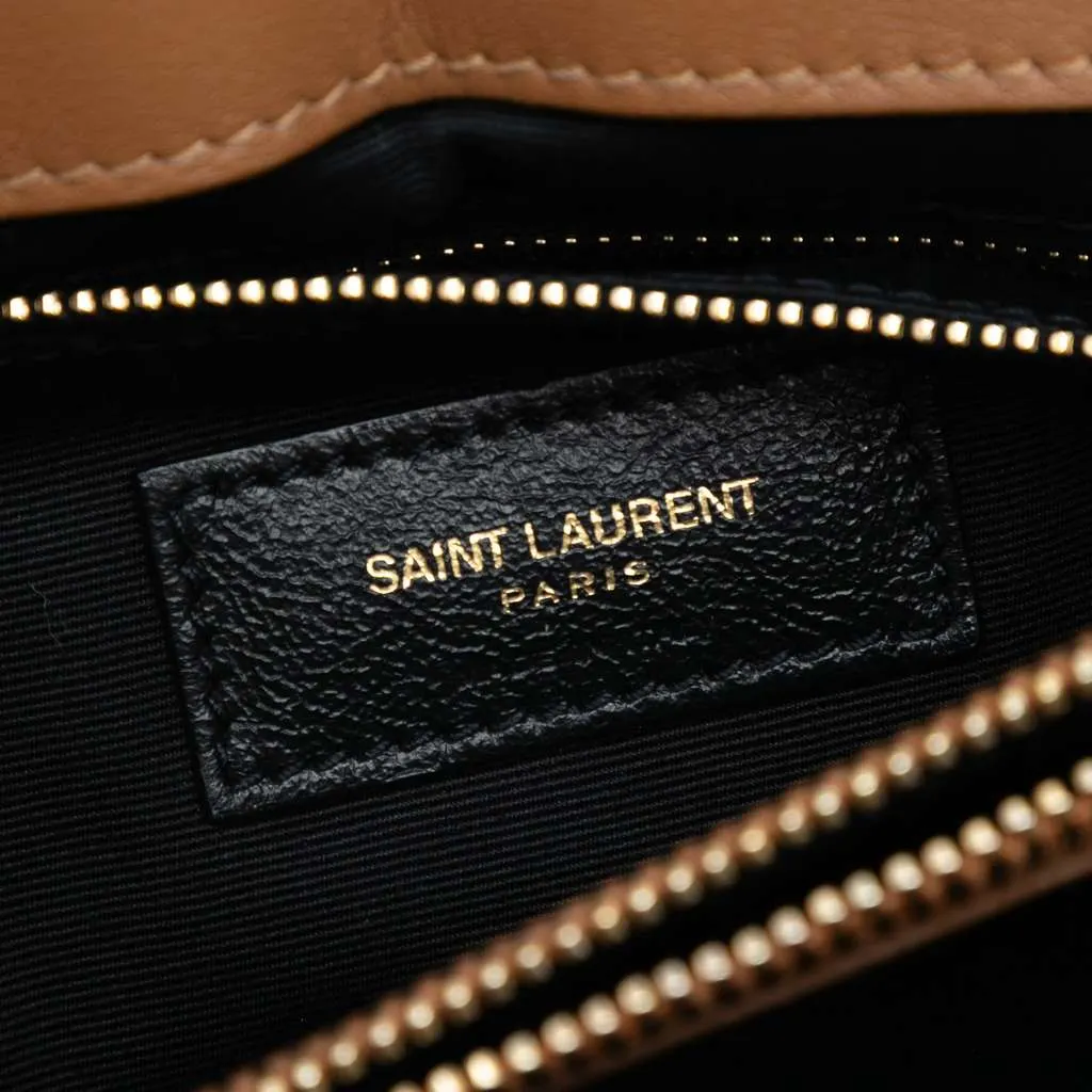 Saint Laurent Medium Matelasse Suede Monogram LouLou Chain Bag Brown Leather Good - Box View