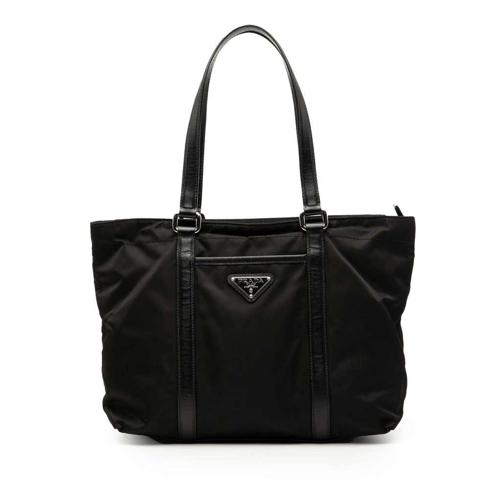 Prada Saffiano Trimmed Tessuto Tote