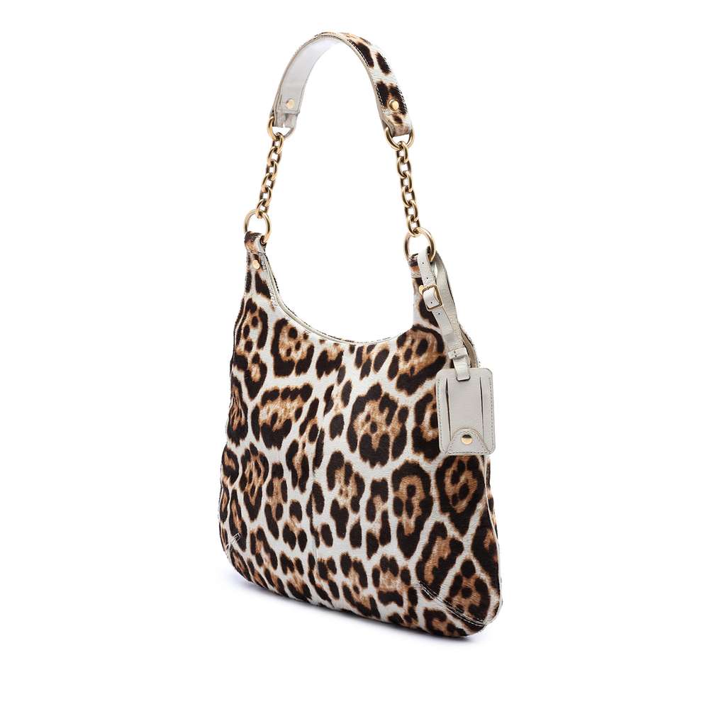Saint Laurent Leopard Print Pony Hair Metropolis Shoulder Bag - 2