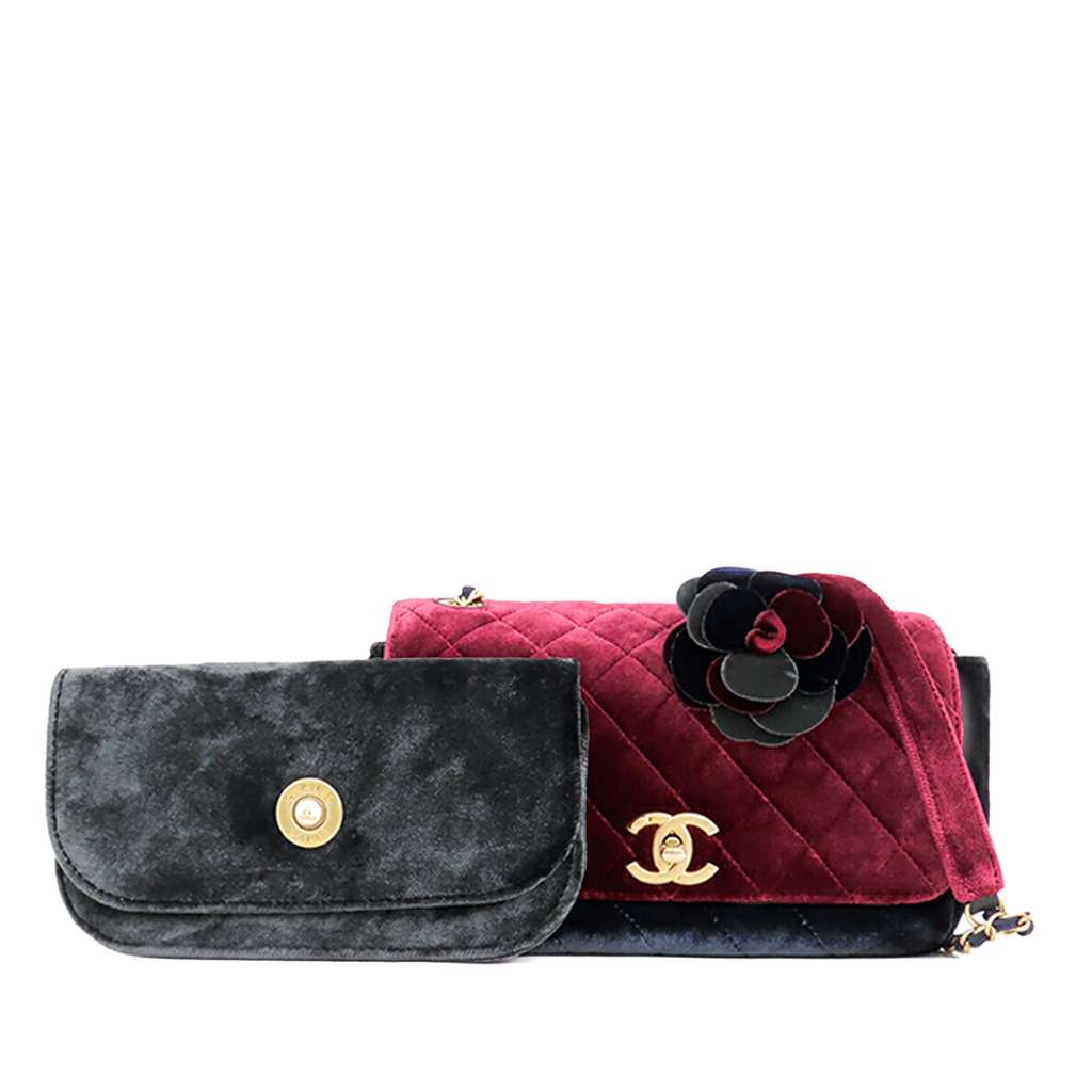 Chanel Medium Quilted Velvet Private Affair Camellia Flap