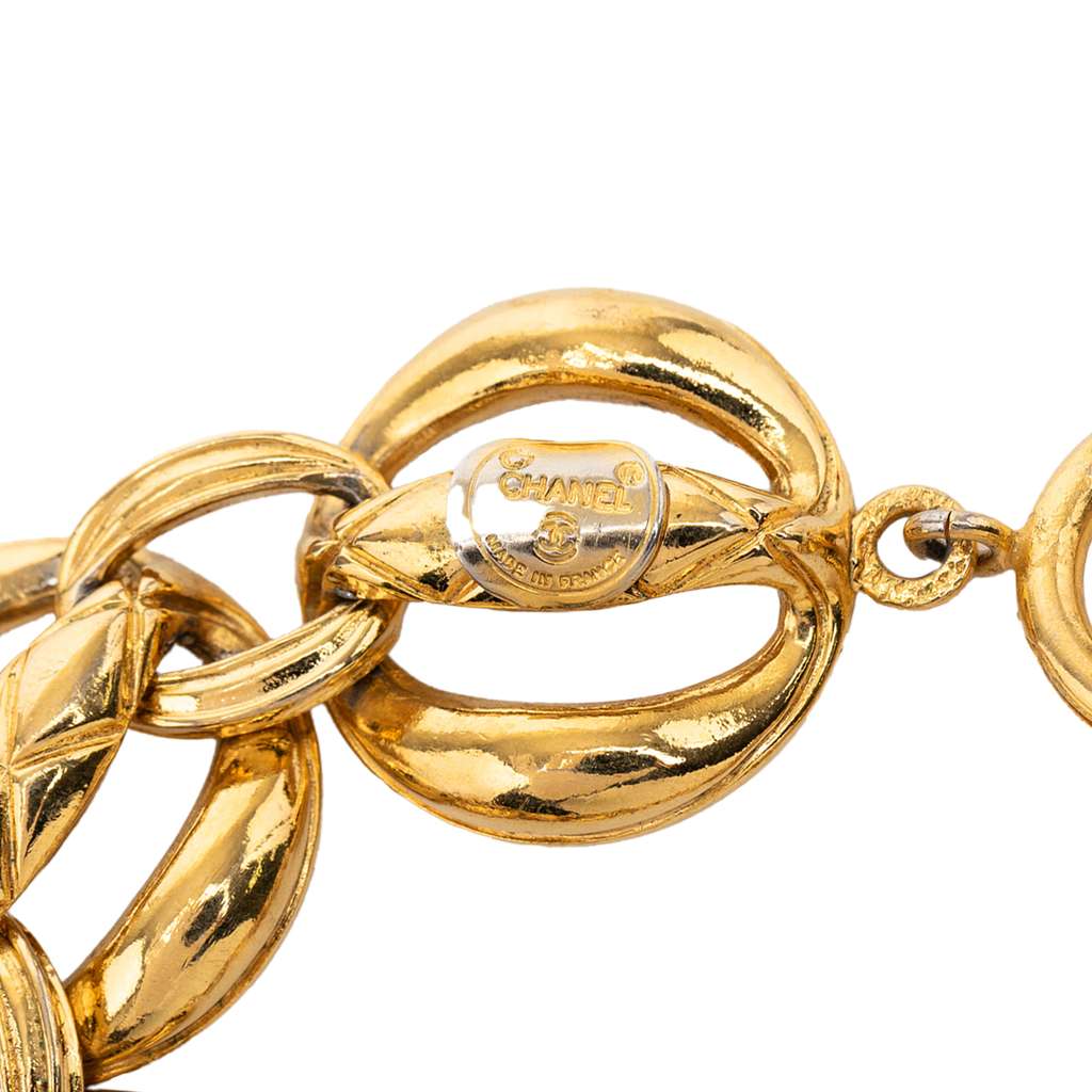 Chanel Gold Plated Quilted Chain Link Bracelet - 4