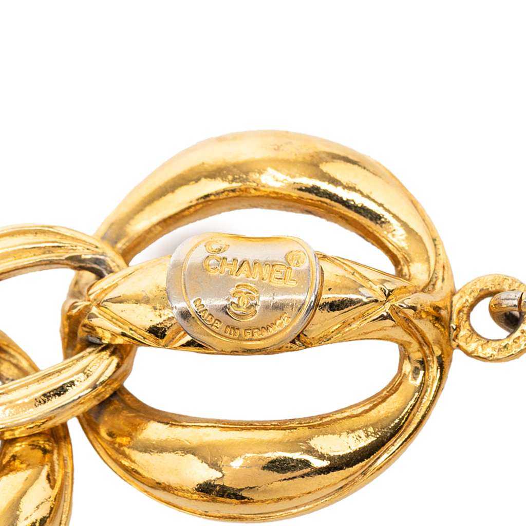 Chanel Gold Plated Quilted Chain Link Bracelet - 5