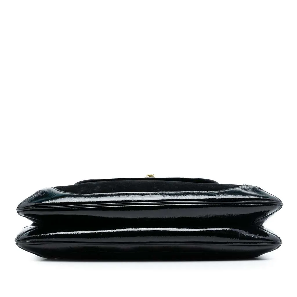 Gucci Suede and Patent Peggy Bamboo Top Handle Bag Black Leather Very good - Inside View