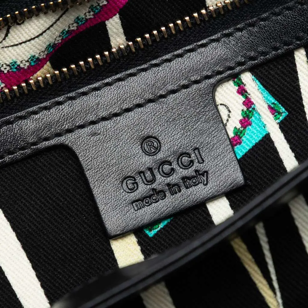 Gucci Suede and Patent Peggy Bamboo Top Handle Bag Black Leather Very good - Box View