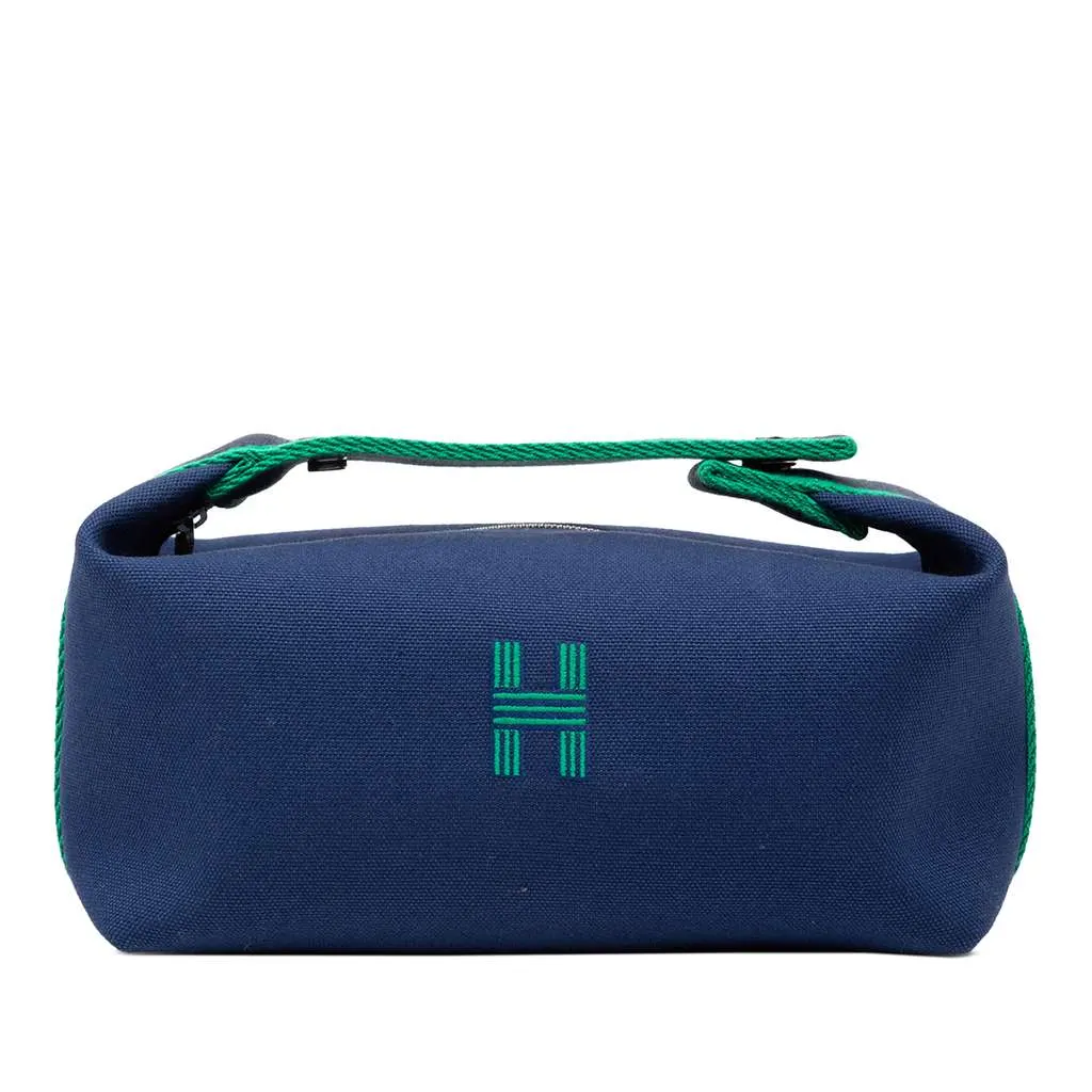 Hermès Small Toile Bride A Brac Case Blue Canvas Very good - Front View