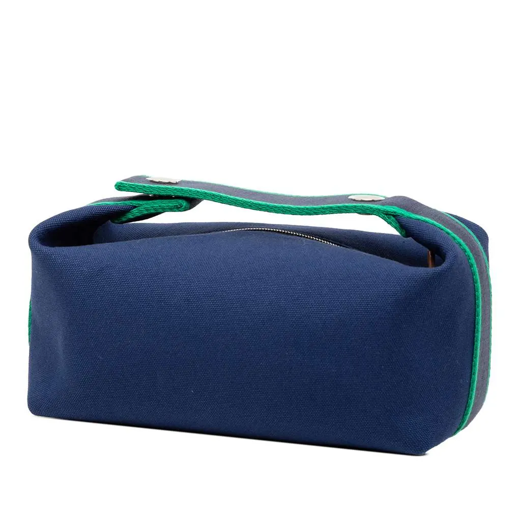 Hermès Small Toile Bride A Brac Case Blue Canvas Very good - Back View