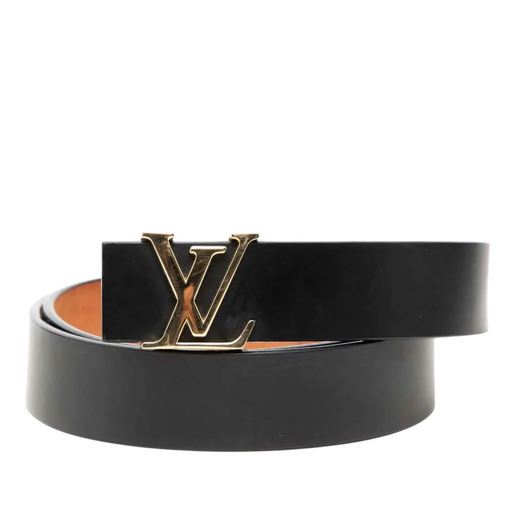 Louis Vuitton Leather Initiales Belt Black Leather Very good - Front View