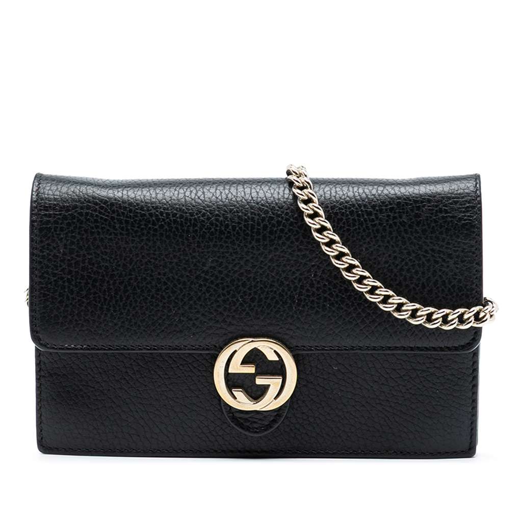 Gucci Leather Interlocking G Dollar Wallet on Chain