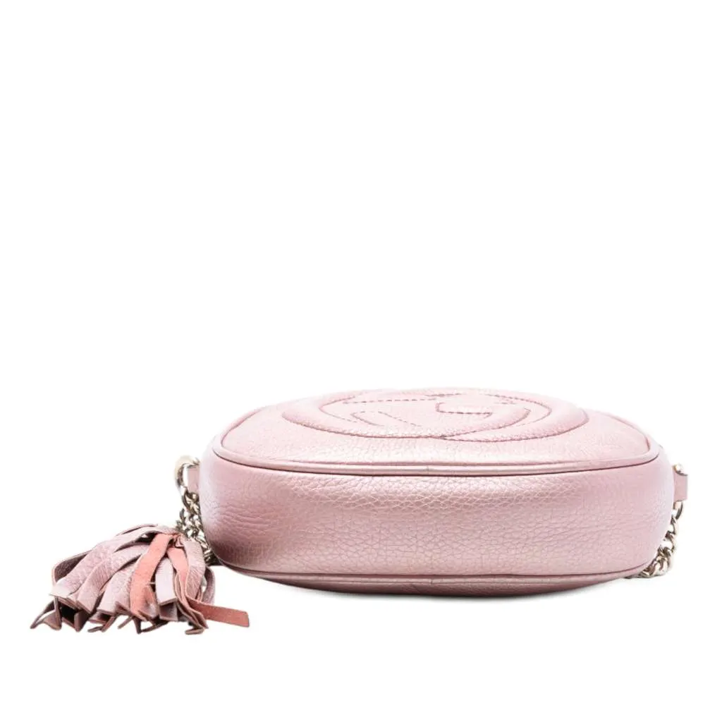 Gucci Mini Metallic Pebbled Calfskin Soho Chain Crossbody Pink Leather Very good - Inside View