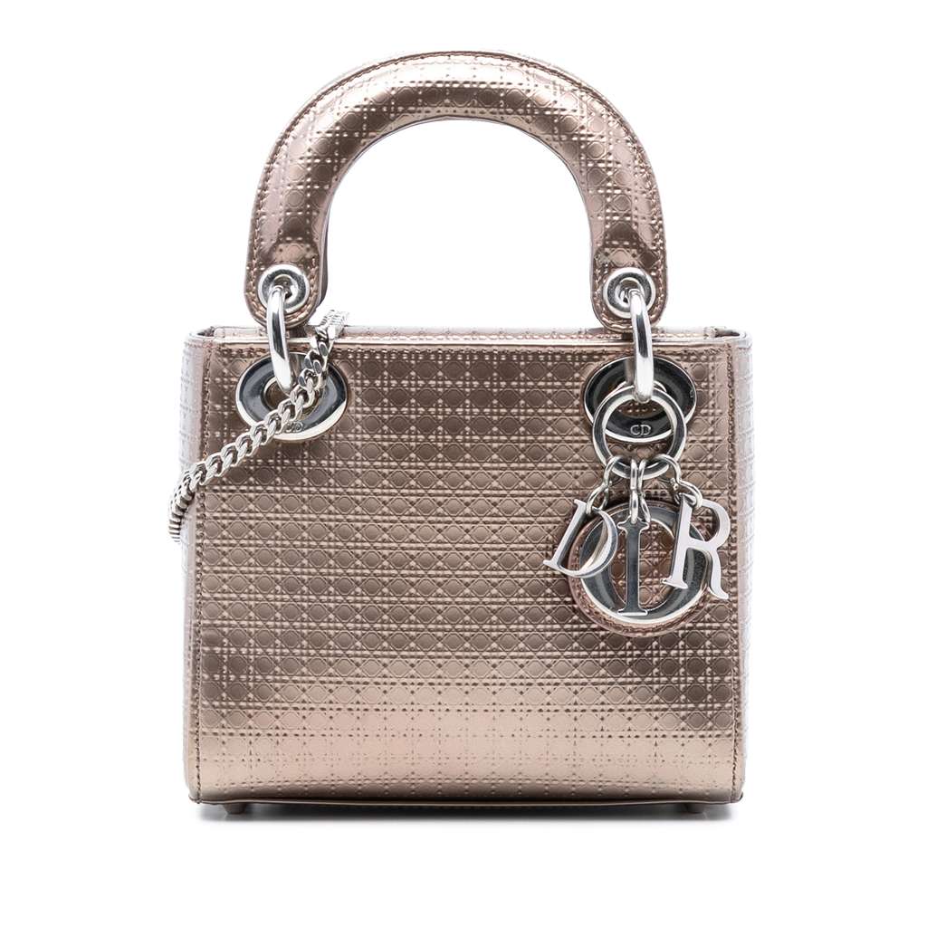 Dior Mini Metallic Patent Microcannage Lady Dior