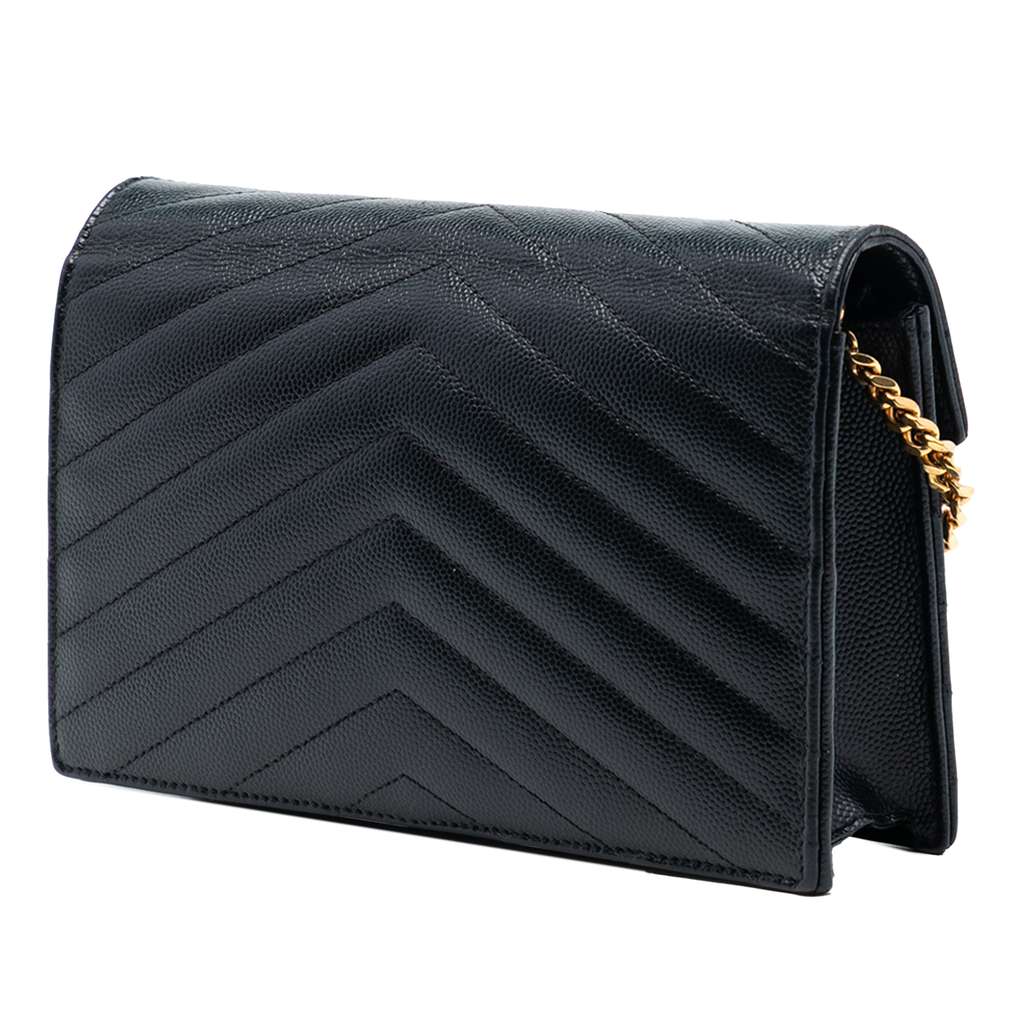 Saint Laurent Grain De Poudre Cassandre Envelope Chain Wallet - 2