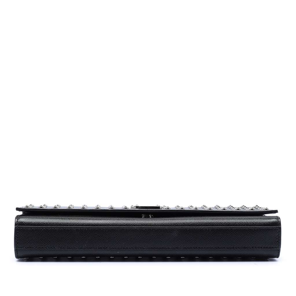 Saint Laurent Grain De Poudre Classic Monogram Studded Clutch - 3