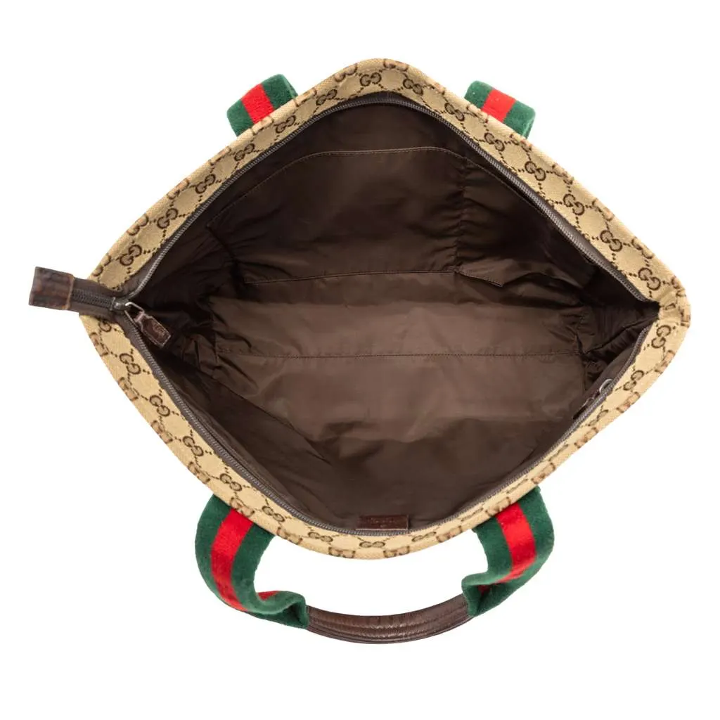 Gucci GG Canvas Web Tote Brown Canvas Very good - Model View