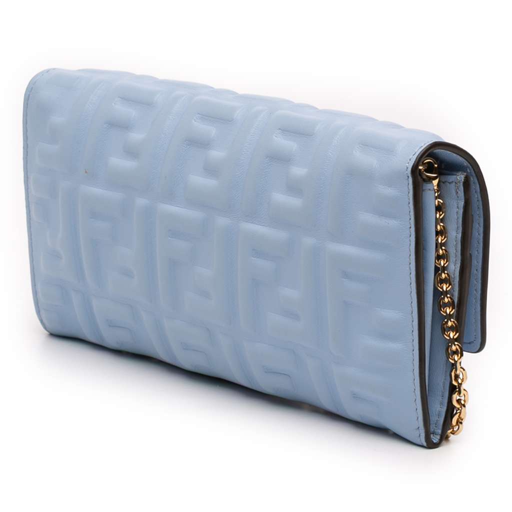 Fendi Zucca Embossed Leather Wallet on Chain - 2