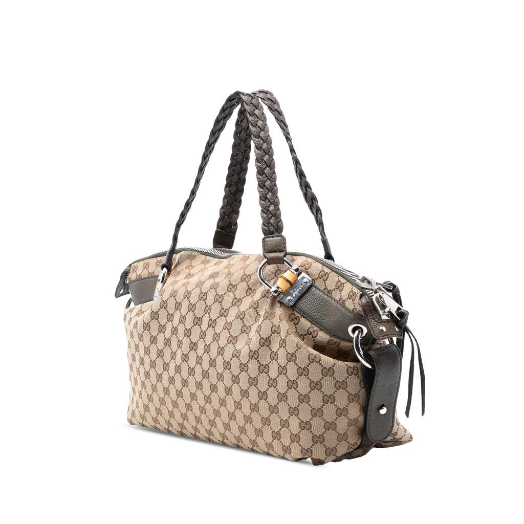 Gucci Medium GG Canvas Bamboo Bar Tote - 2