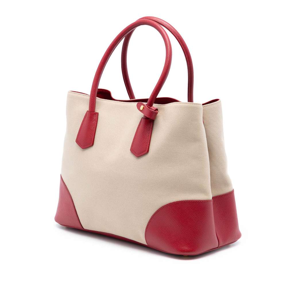 Prada Large Canapa and Saffiano Double Satchel - 2