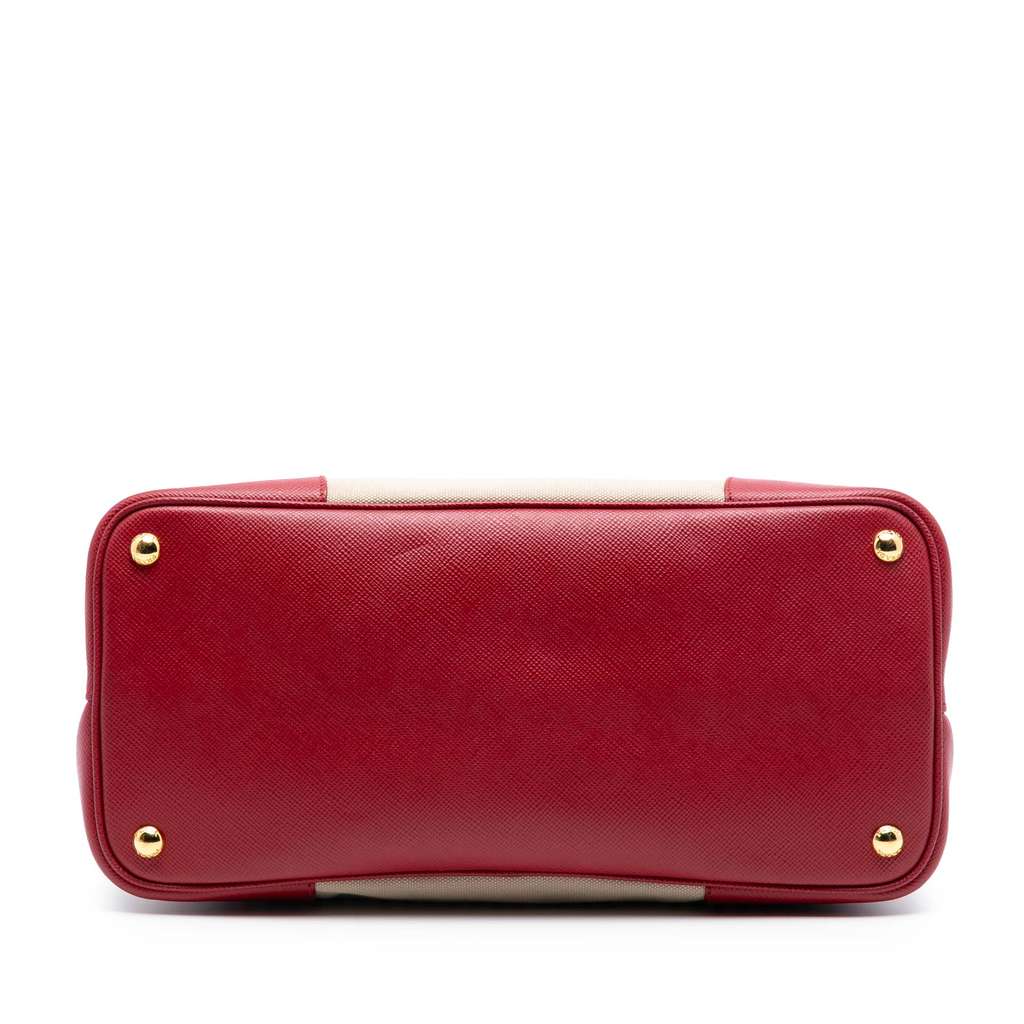 Prada Large Canapa and Saffiano Double Satchel - 3