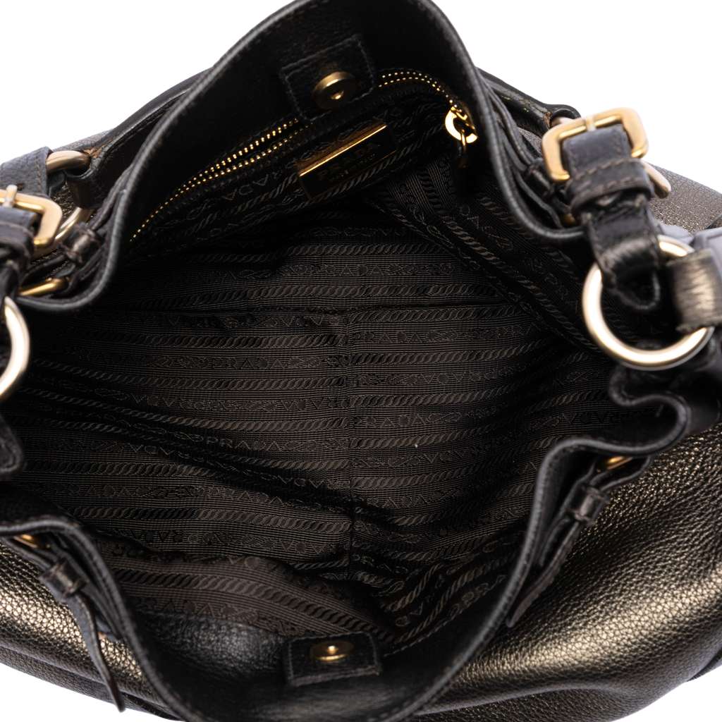 Prada Metallic Vitello Daino Side Flap Pockets Shoulder Bag - 4