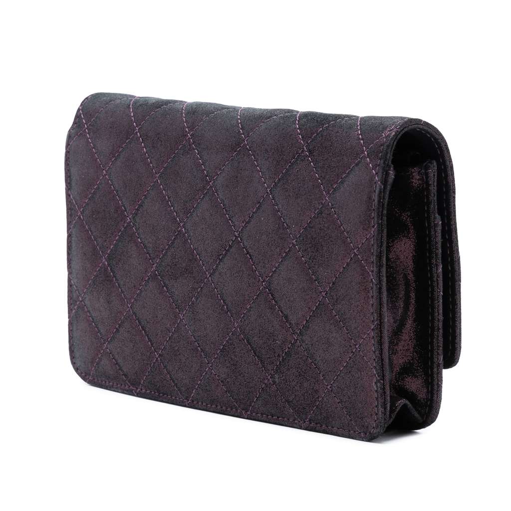 Chanel Quilted Iridescent Lambskin Tartan Button Wallet On Chain - 2