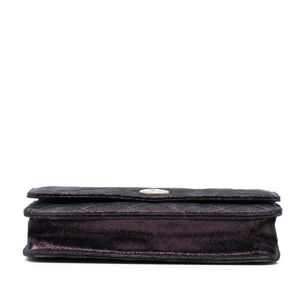 Chanel Quilted Iridescent Lambskin Tartan Button Wallet On Chain - 3