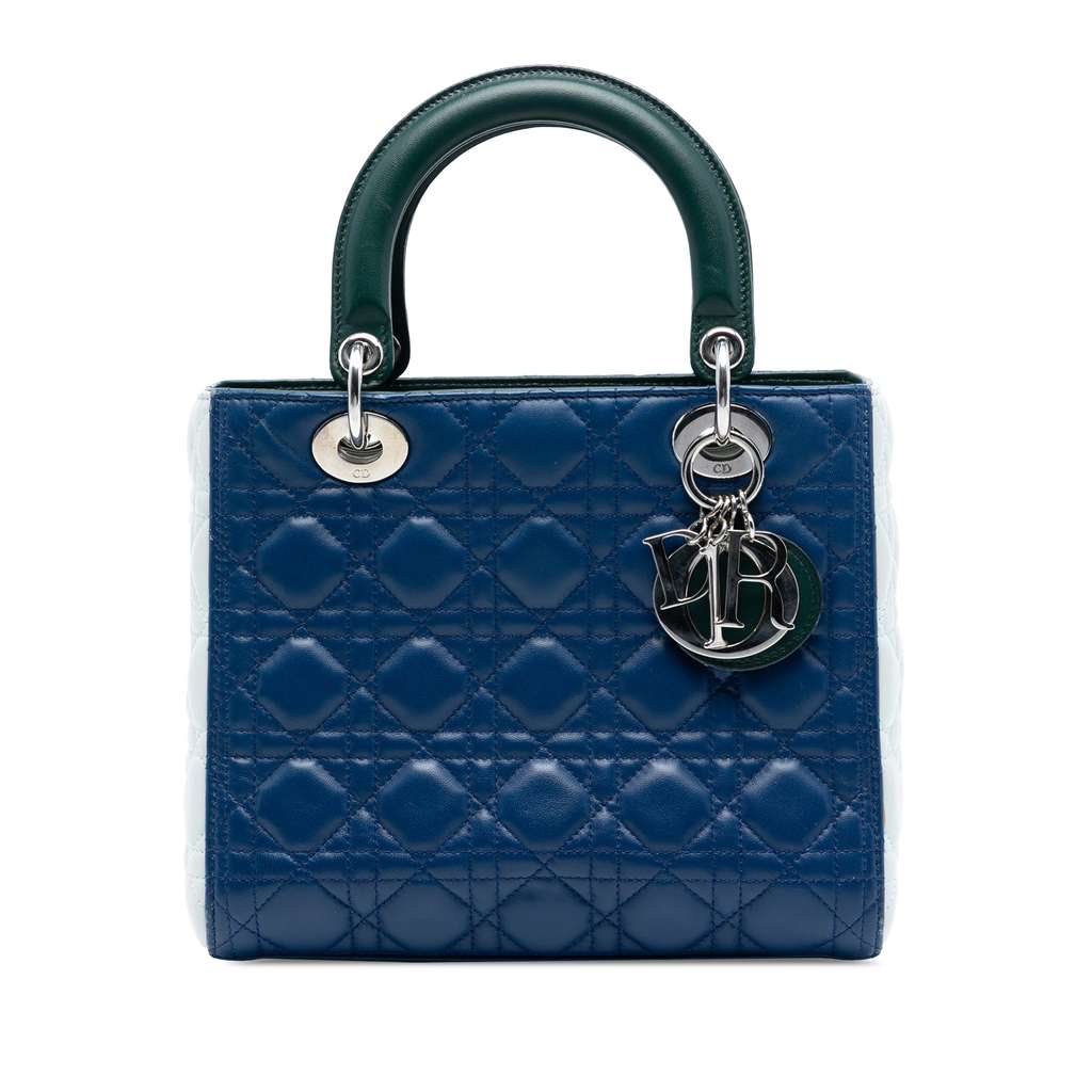 Dior Medium Tricolor Lambskin Cannage Lady Dior