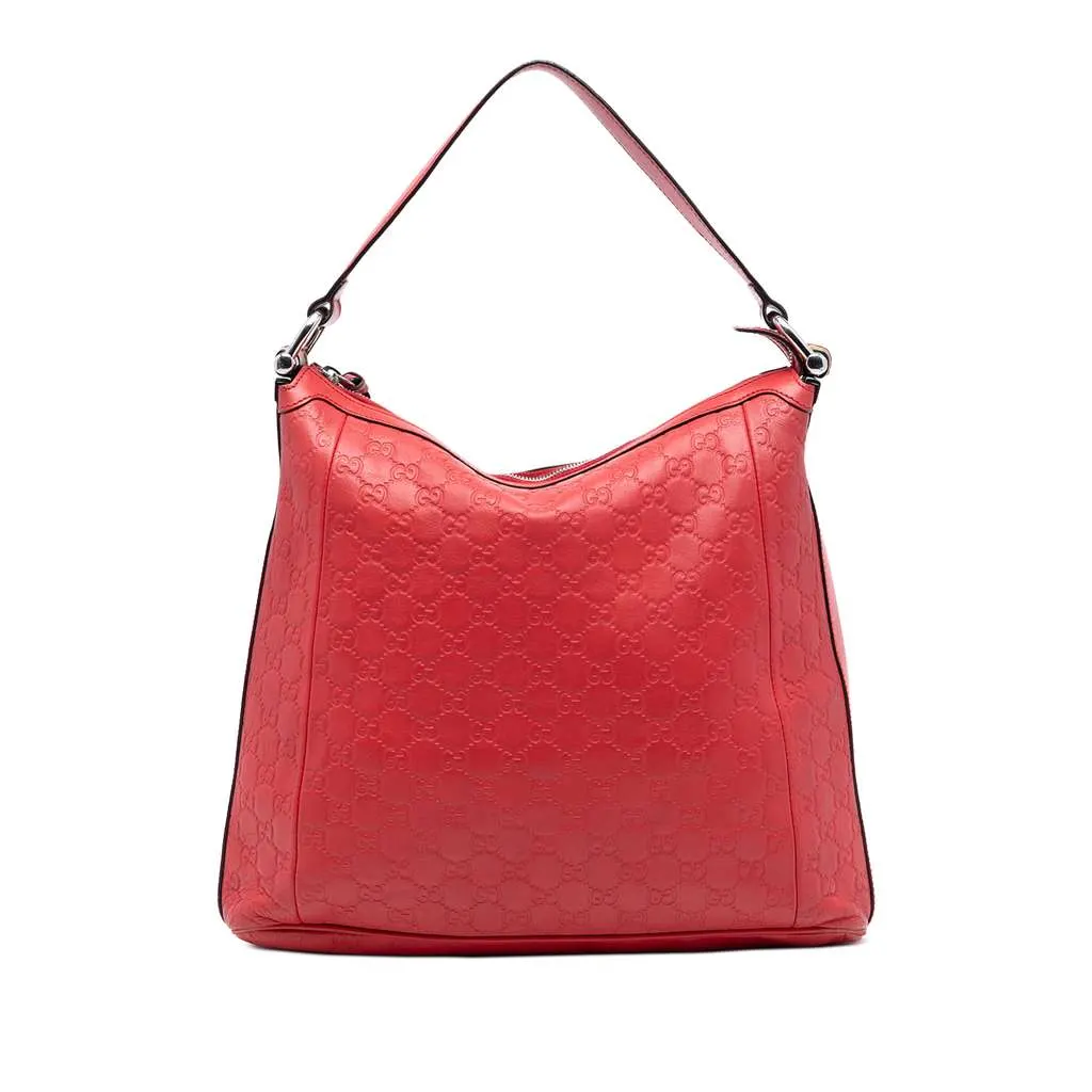 Gucci Guccissima Bamboo D Ring Hobo Red Leather Very good - Front View