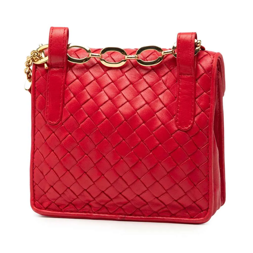 Bottega Veneta Nappa Intrecciato Tassel Shoulder Bag Red Leather Good - Back View