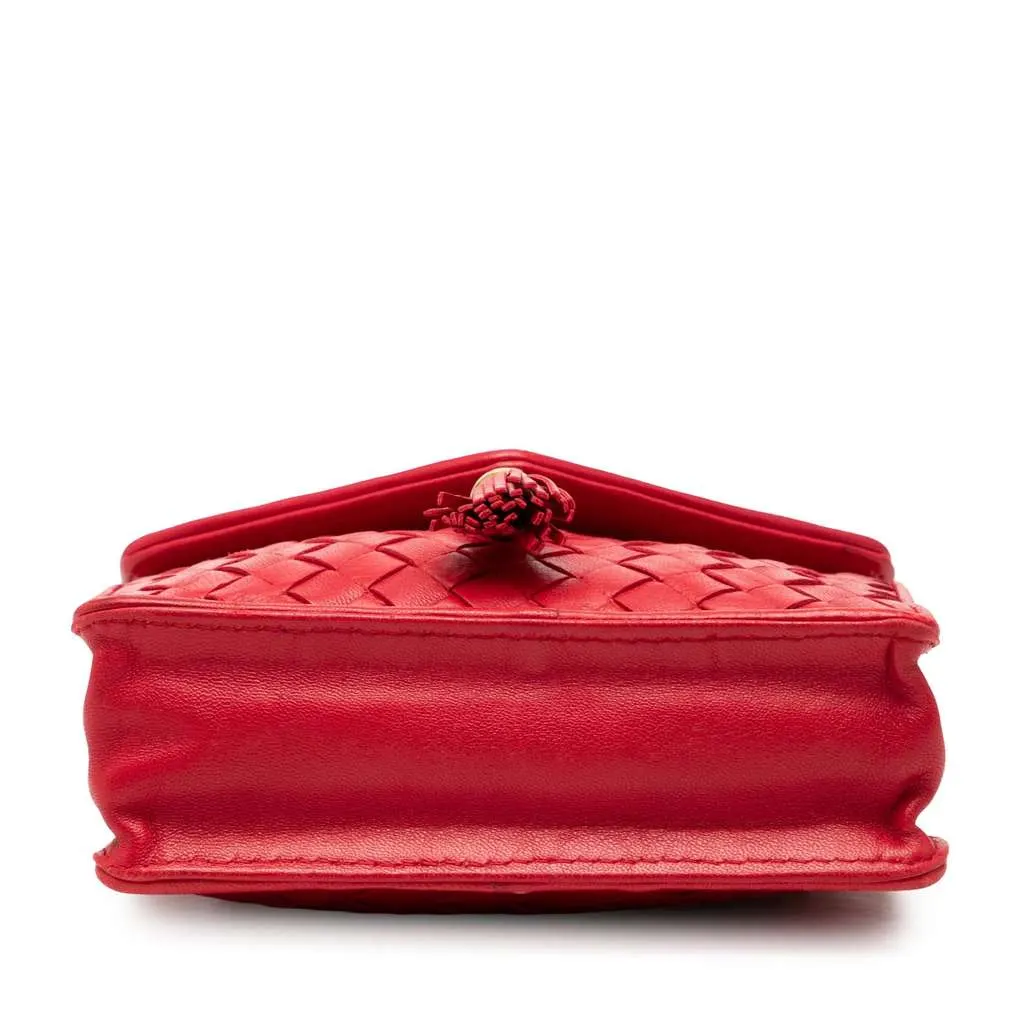 Bottega Veneta Nappa Intrecciato Tassel Shoulder Bag Red Leather Good - Inside View