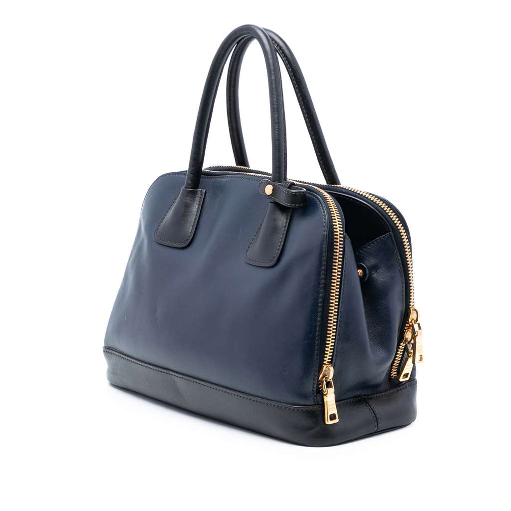 Prada Bicolor Soft Calf Double Zip Dome Satchel - 2
