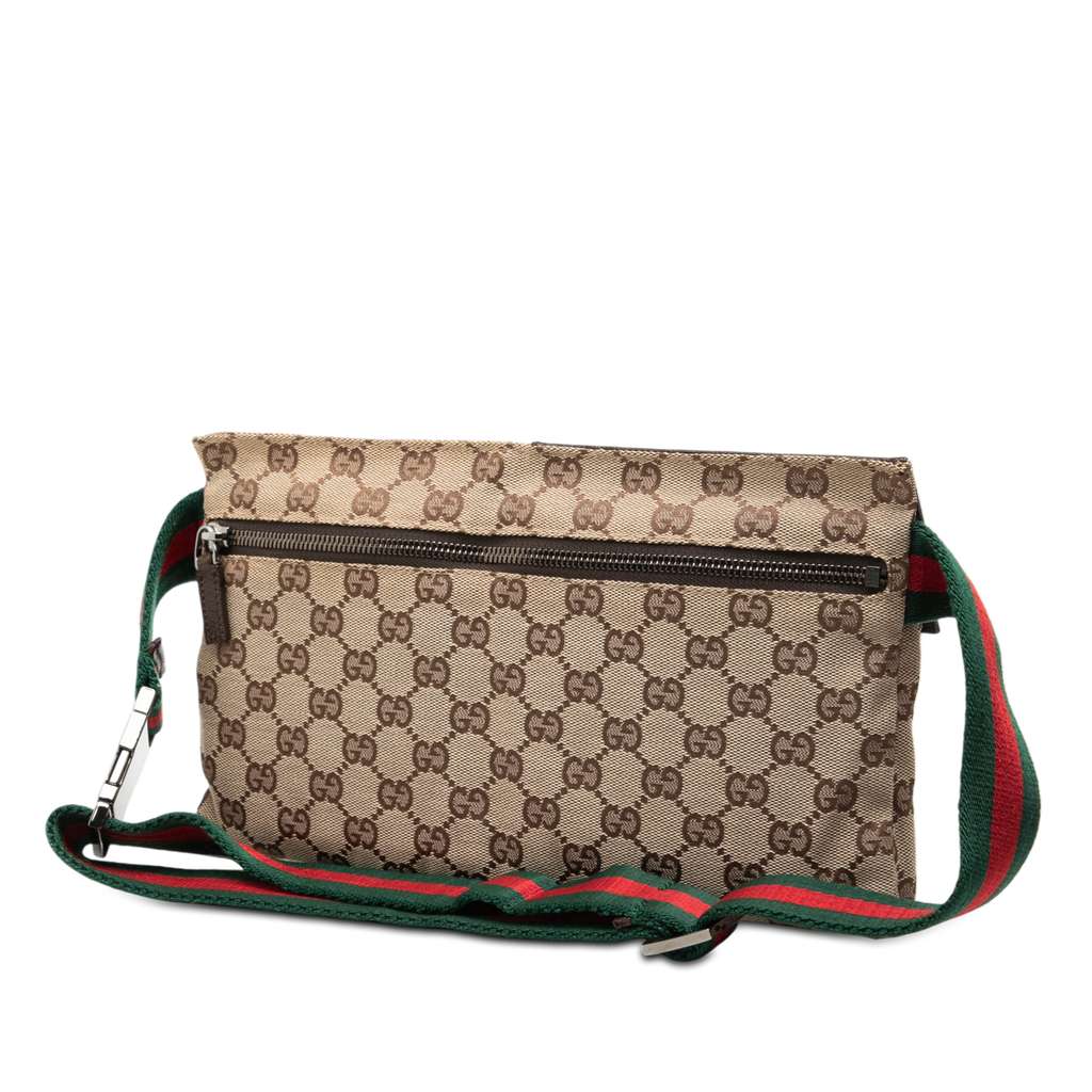 Gucci GG Canvas Web Double Pocket Belt Bag - 2