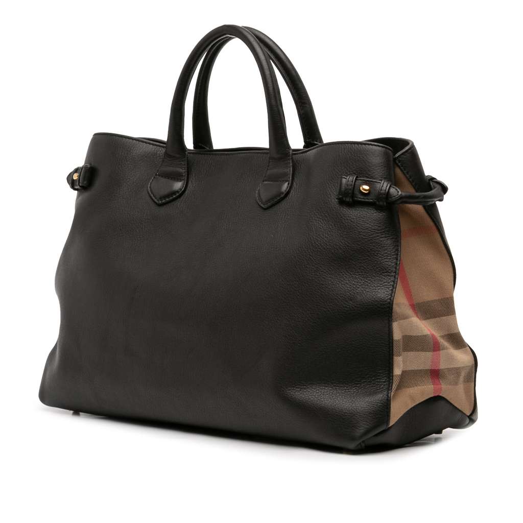 Burberry Large Leather and House Check Banner Satchel - 2