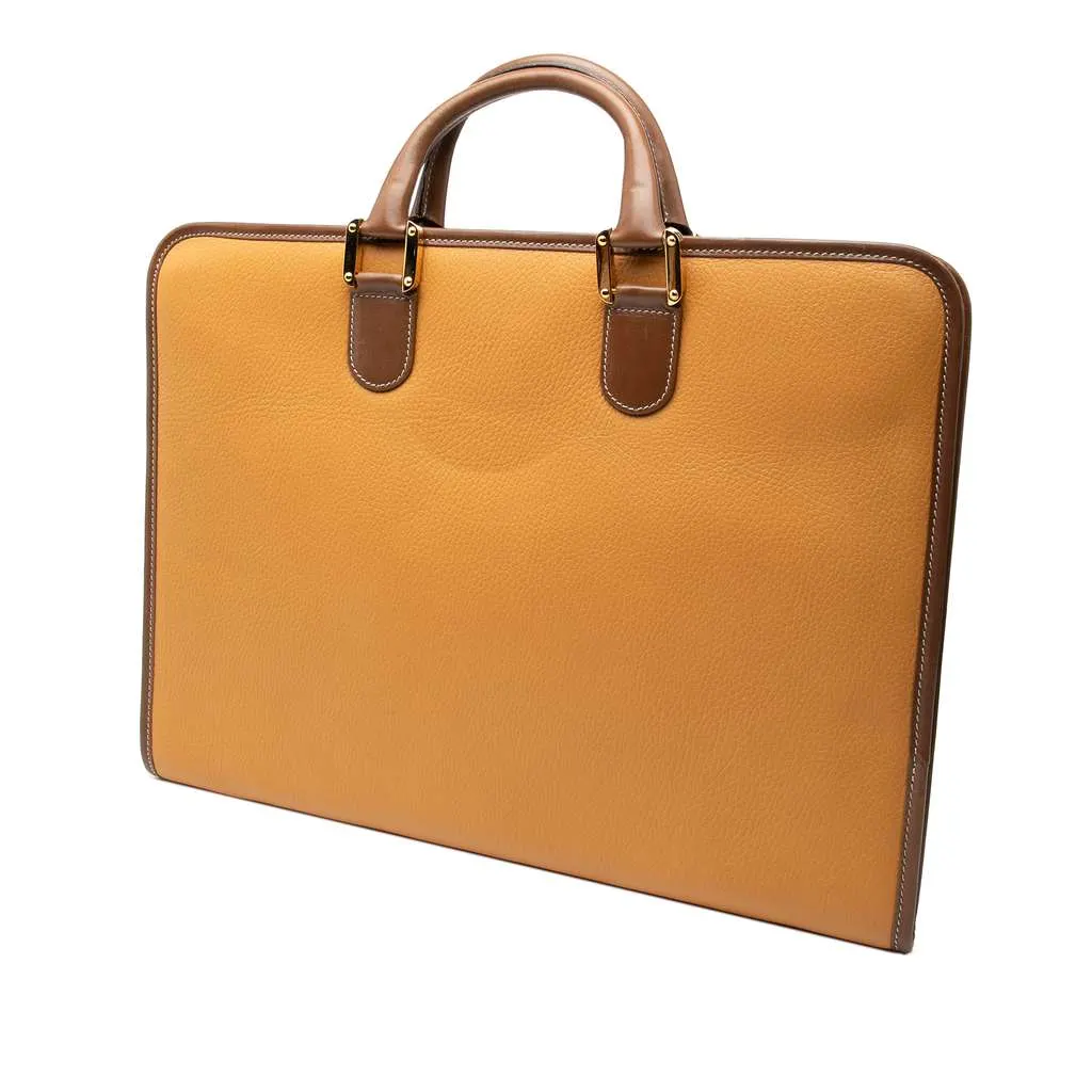 Loewe Leather Anagram Briefcase Brown Leather Good - Back View