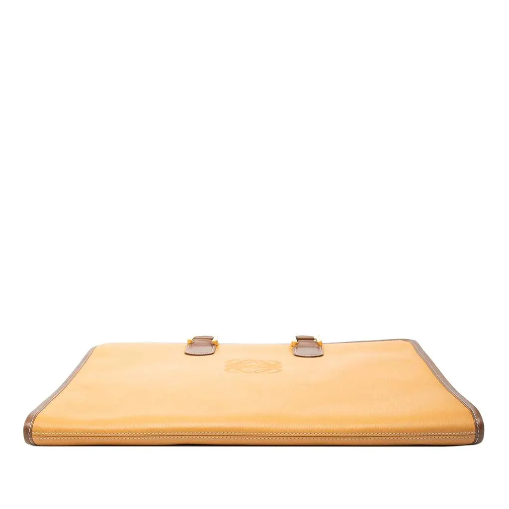 Loewe Leather Anagram Briefcase Brown Leather Good - Inside View