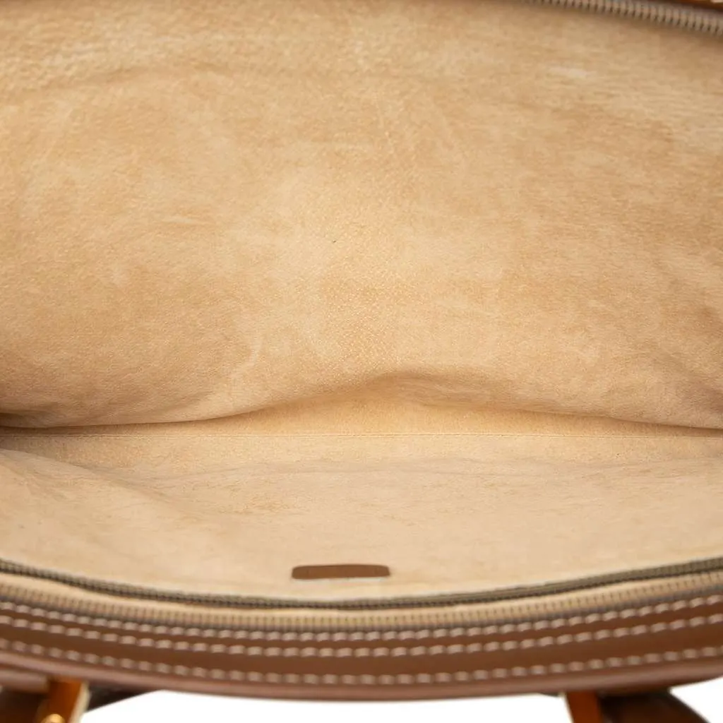 Loewe Leather Anagram Briefcase Brown Leather Good - Model View