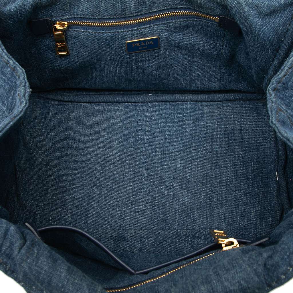 Prada Denim Canapa Logo Satchel - 4