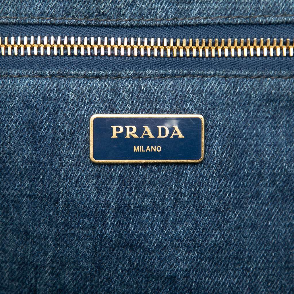Prada Denim Canapa Logo Satchel - 5
