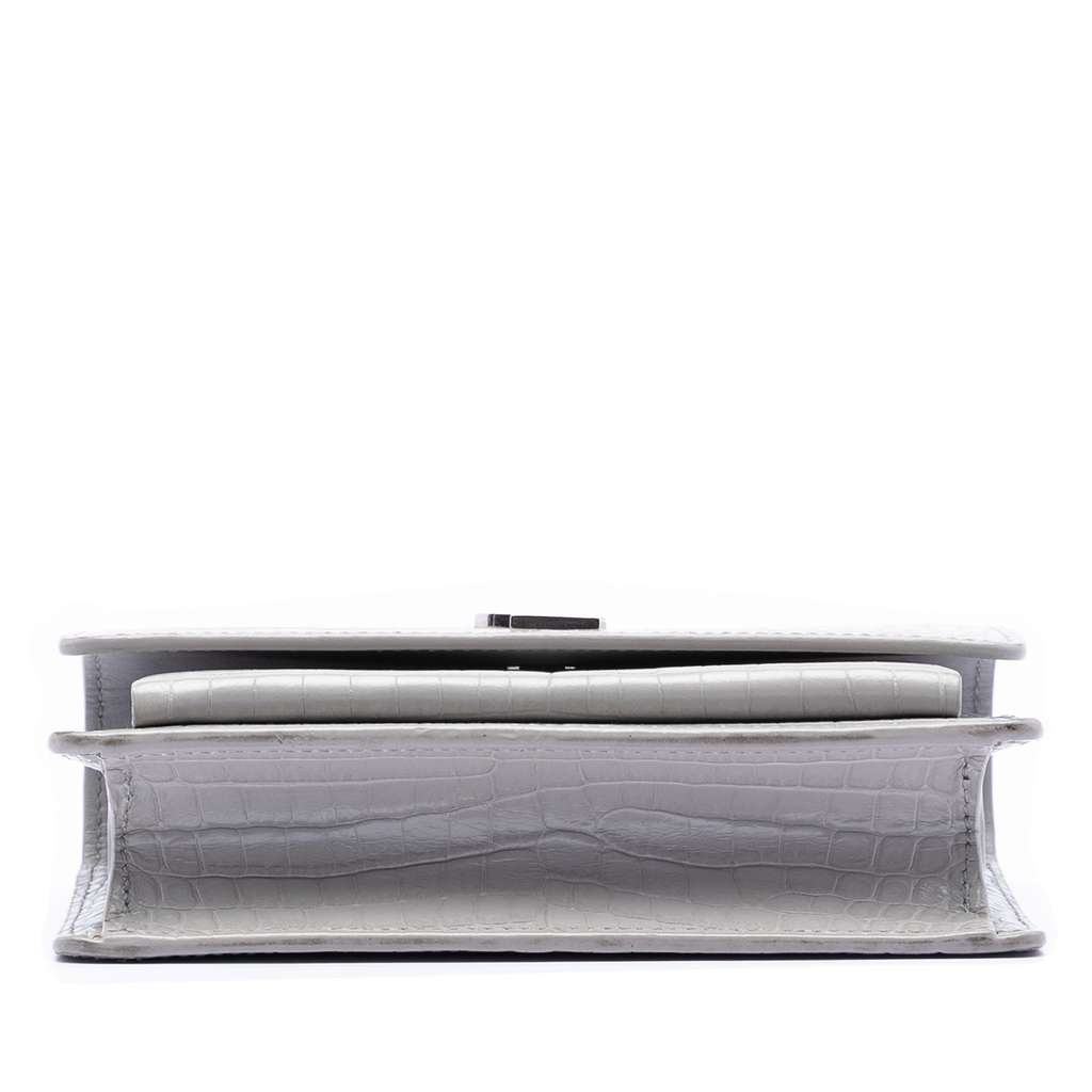 Saint Laurent Mini Croc Embossed Leather Monogram Sunset Wallet on Chain - 3